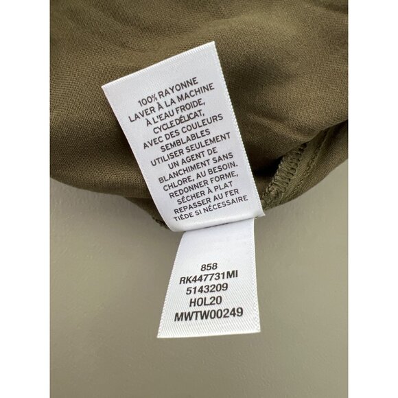 Abound Paperbag Waist Pants Size XL Olive Green High Waist Green Rayon Relaxed - Picture 9 of 10